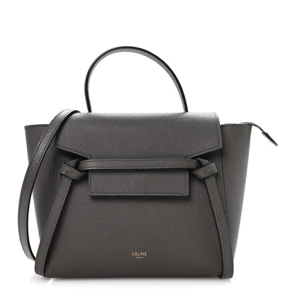 Grained Calfskin Nano Belt Bag Grey