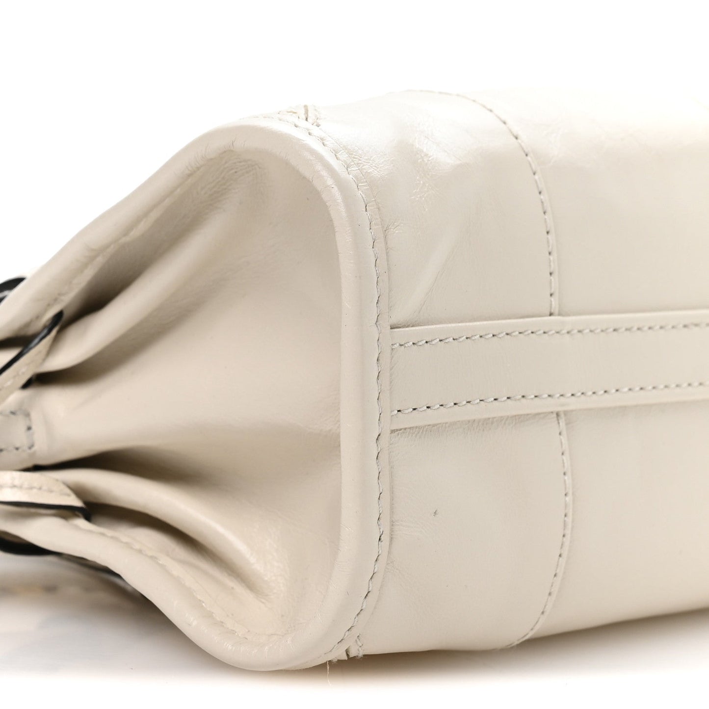 Glossy Calfskin Triangle Mini Bonnie Hand Bag White