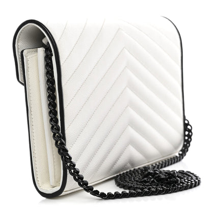Grain De Poudre Matelasse Monogram Chain Wallet White Black