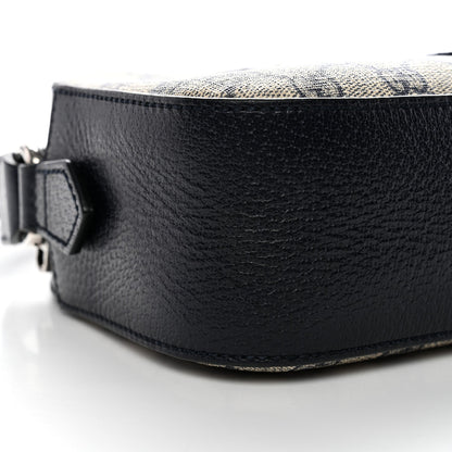 GG Supreme Monogram Textured Dollar Calfskin Web Small Ophidia Camera Bag Beige Blue