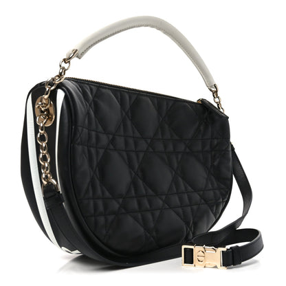 Lambskin Cannage Medium Dior Vibe Hobo Bag Black