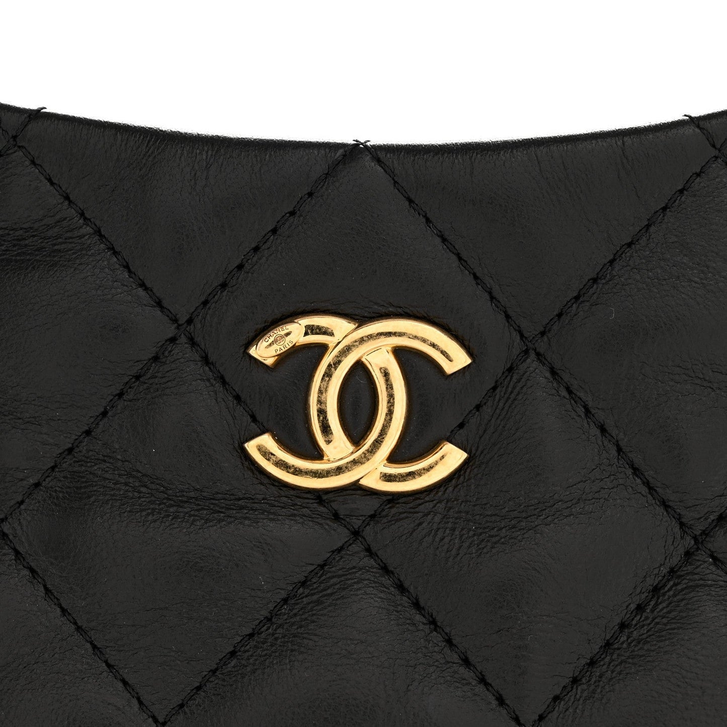Lambskin Quilted CC Links Hobo Black