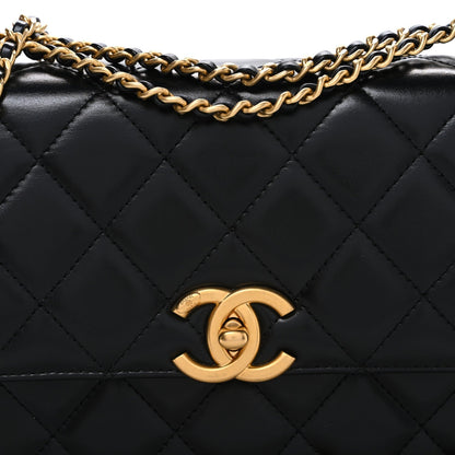 Calfskin Quilted Mini Perfect Fit Flap Black