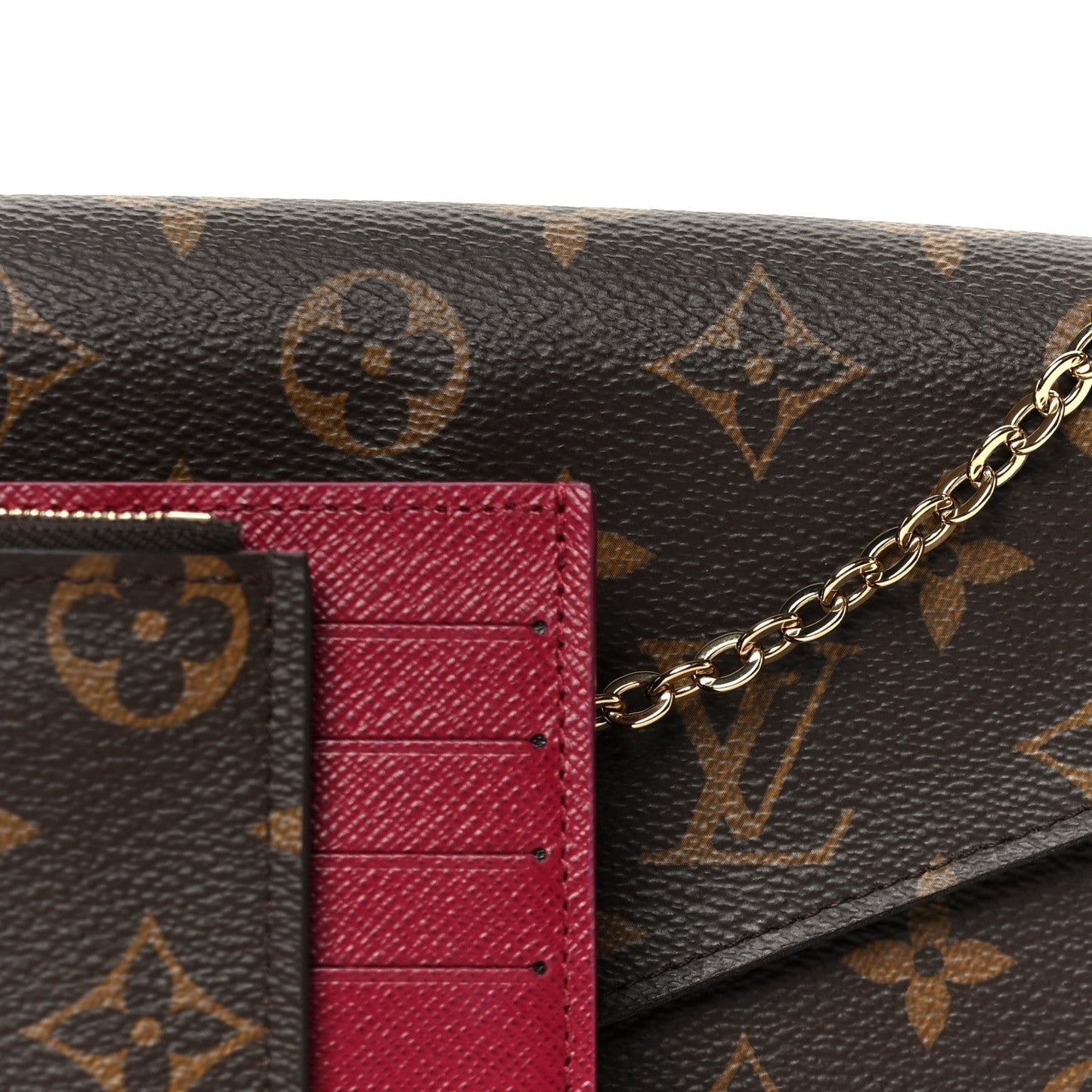 Monogram Pochette Felicie Chain Wallet Fuchsia