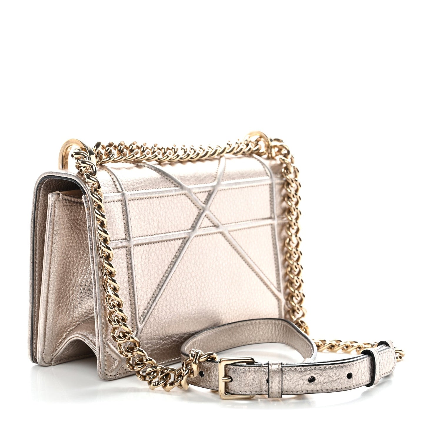 Metallic Grained Calfskin Small Diorama Flap Bag Copper