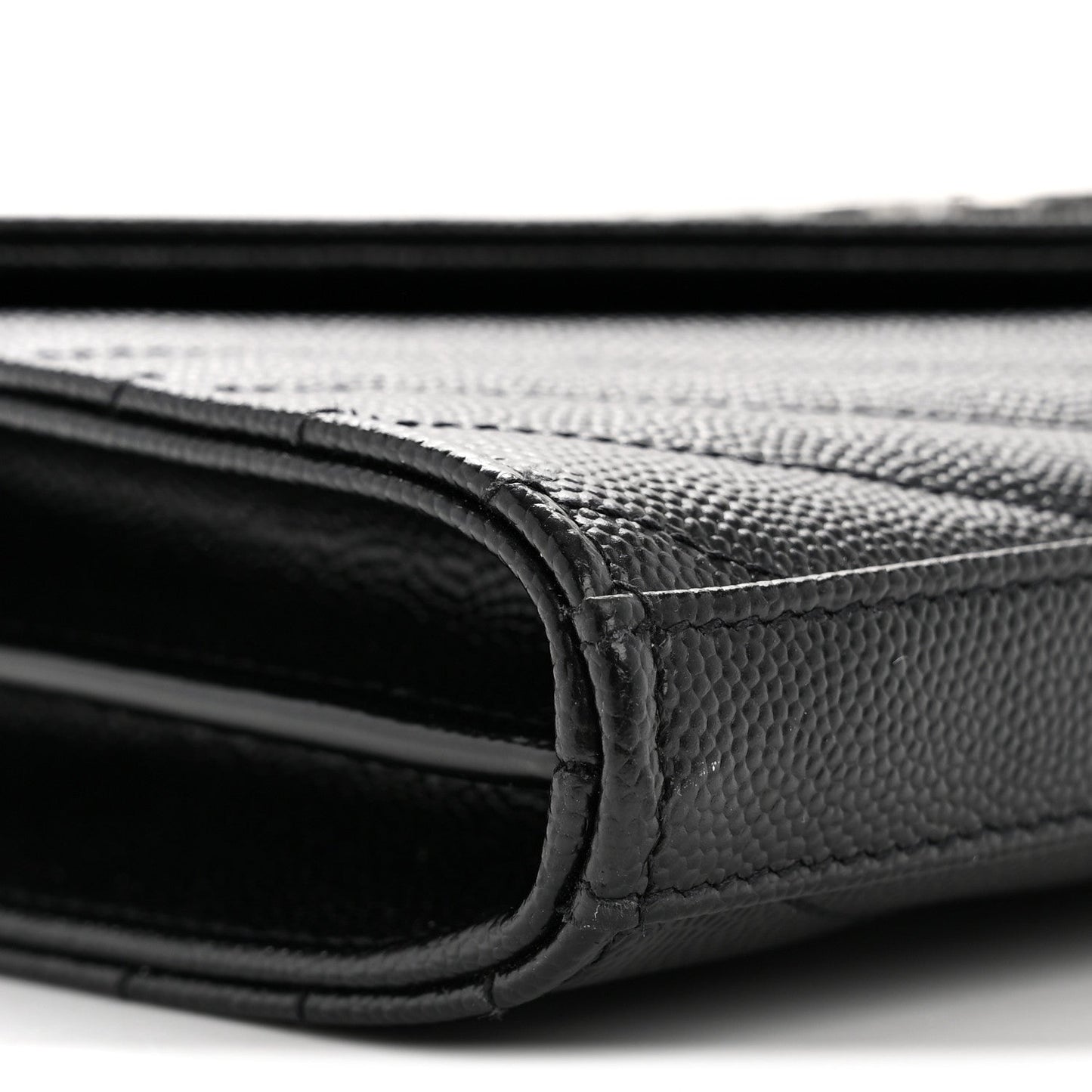 Grain De Poudre Matelasse Chevron Monogram Chain Wallet Black