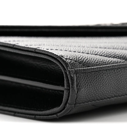 Grain De Poudre Matelasse Chevron Monogram Chain Wallet Black