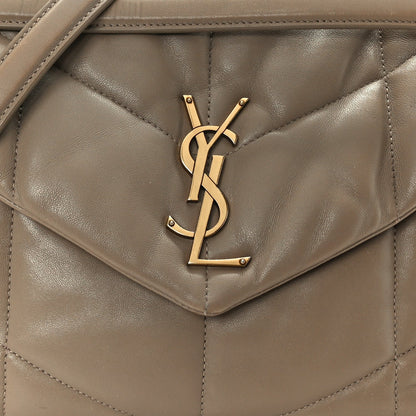 Lambskin Quilted Medium Loulou Puffer Monogram Chain Satchel Dusty Grey