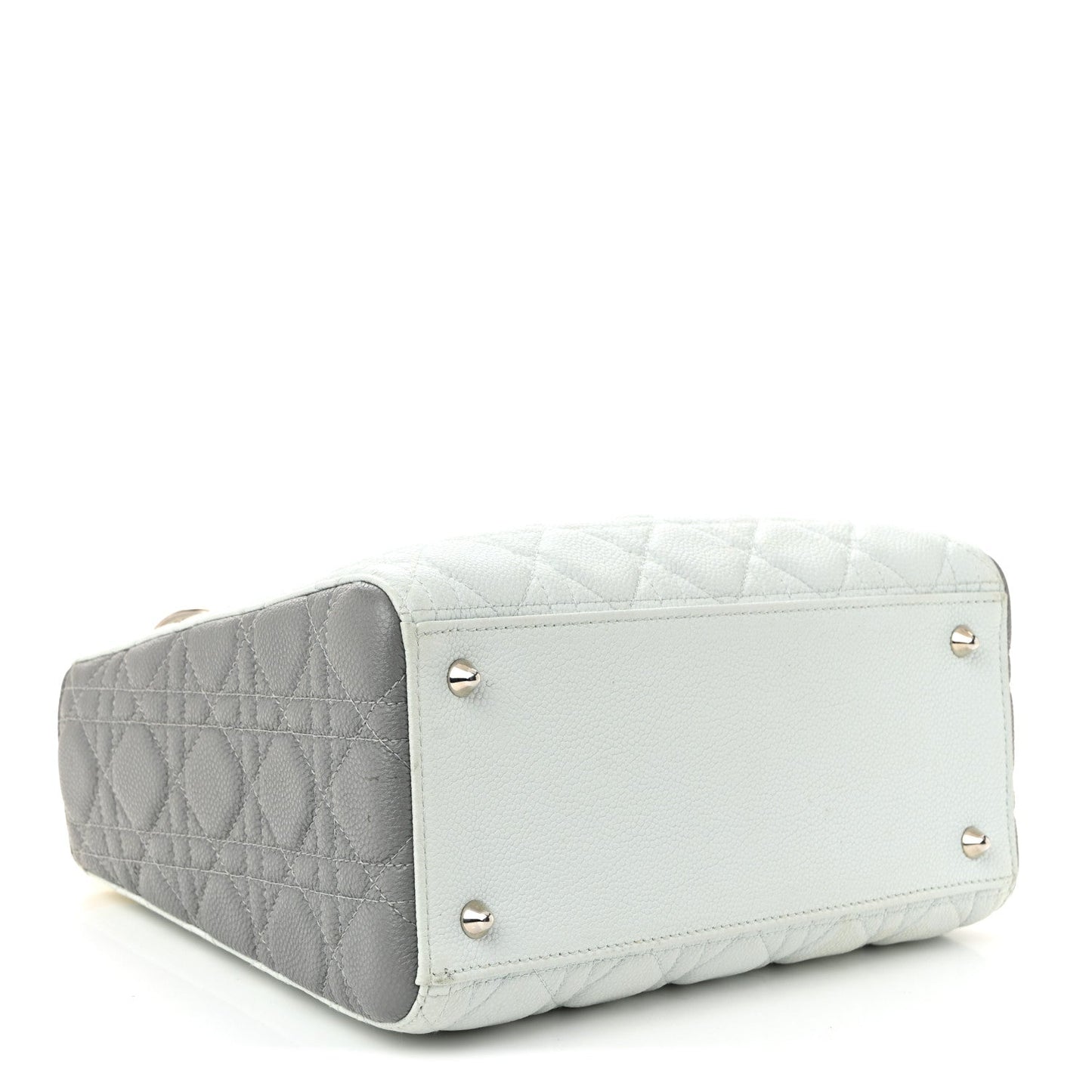Grained Calfskin Cannage Medium Tri-Color Lady Dior Light Blue Grey Yellow