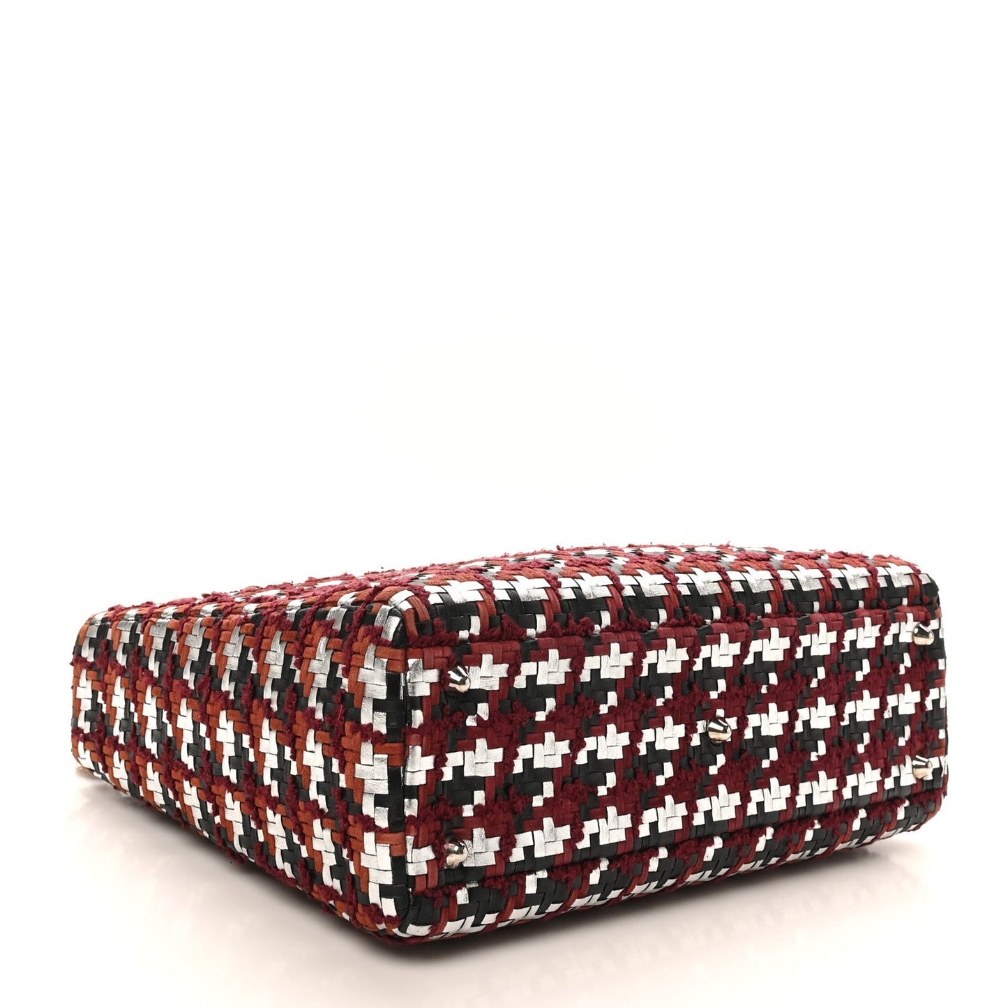Lambskin Woven Tweed Large Lady Dior Red Multicolor