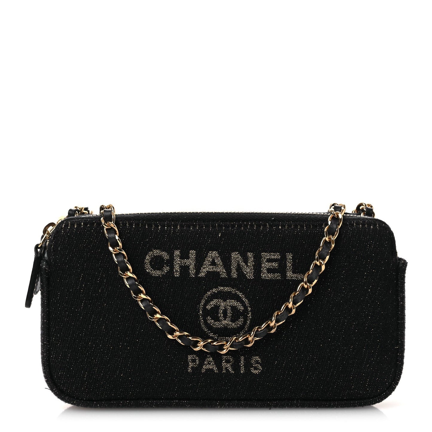 Canvas Small Deauville Clutch With Chain Navy
