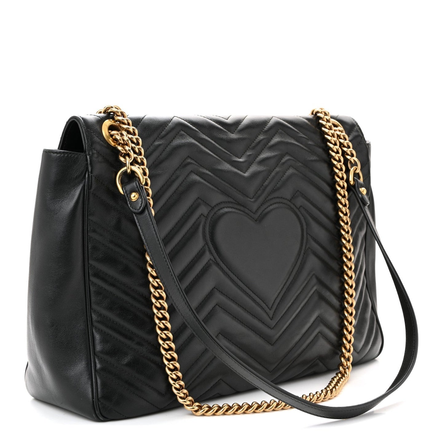 Calfskin Matelasse Large GG Marmont Shoulder Bag Black