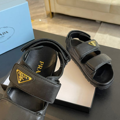 PRA FLAT NAPPA SANDALS BLACK LAMBSKIN