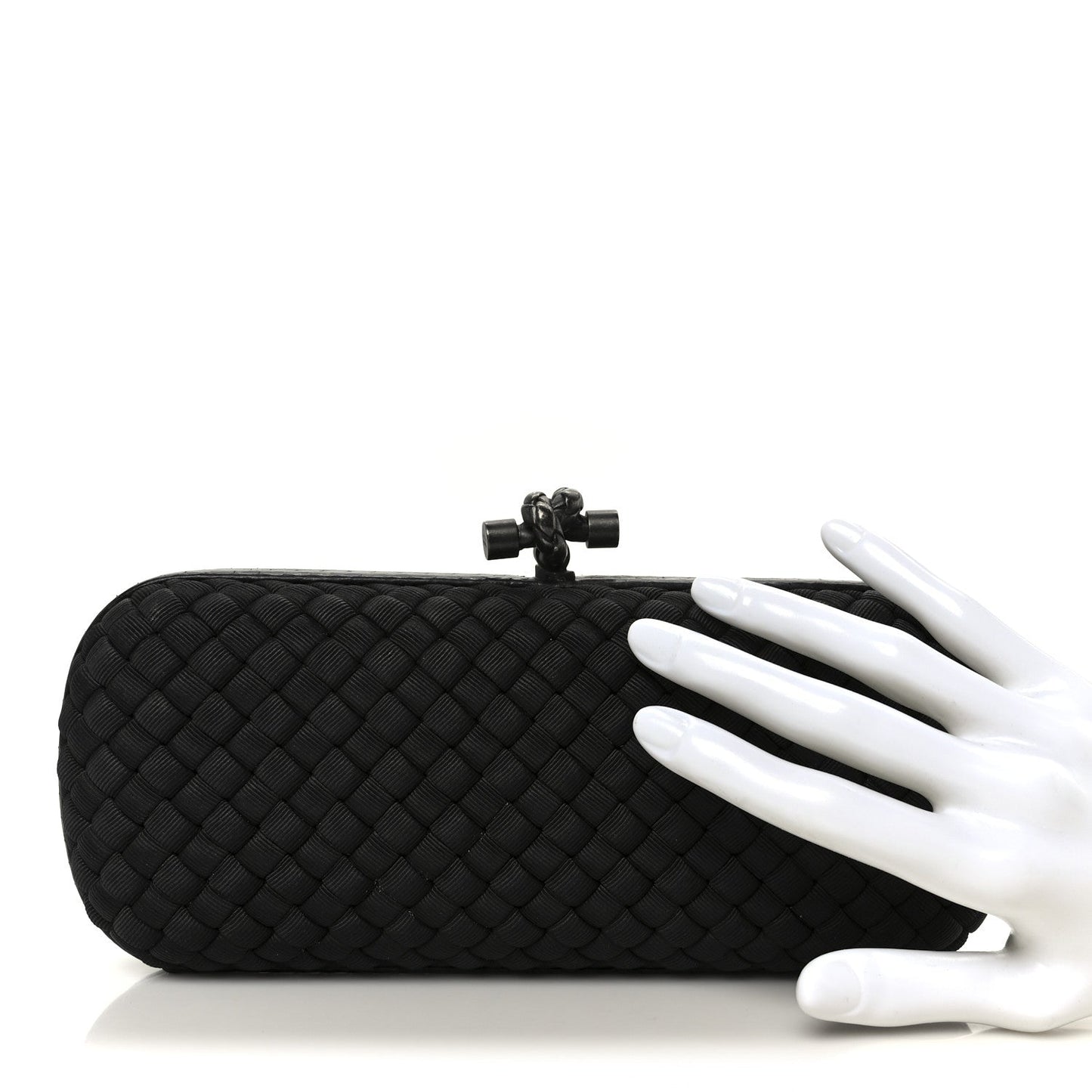 Satin Ayers Intreccio Impero Stretch Knot Clutch Black