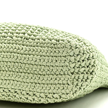 Yarn Raffia Effect Crochet Small Logo Tote Acqua