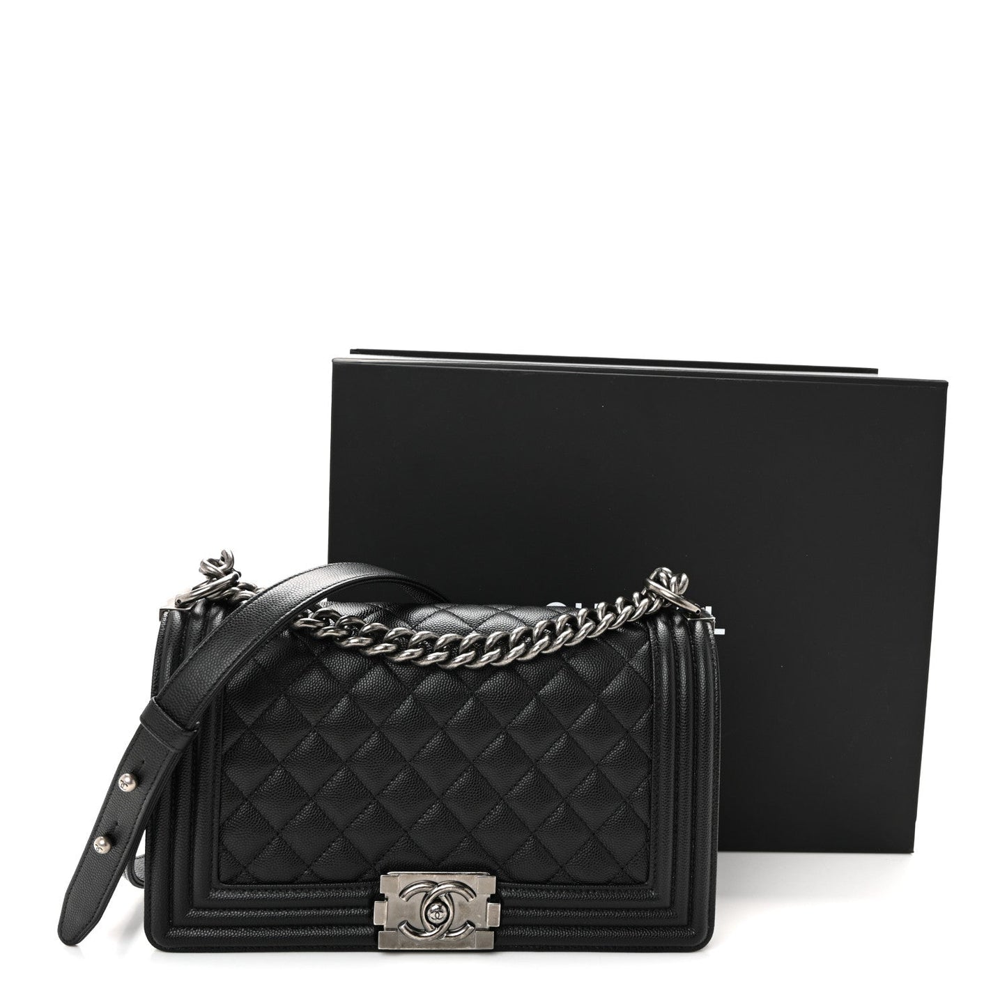 Caviar Quilted Medium Boy Flap Black