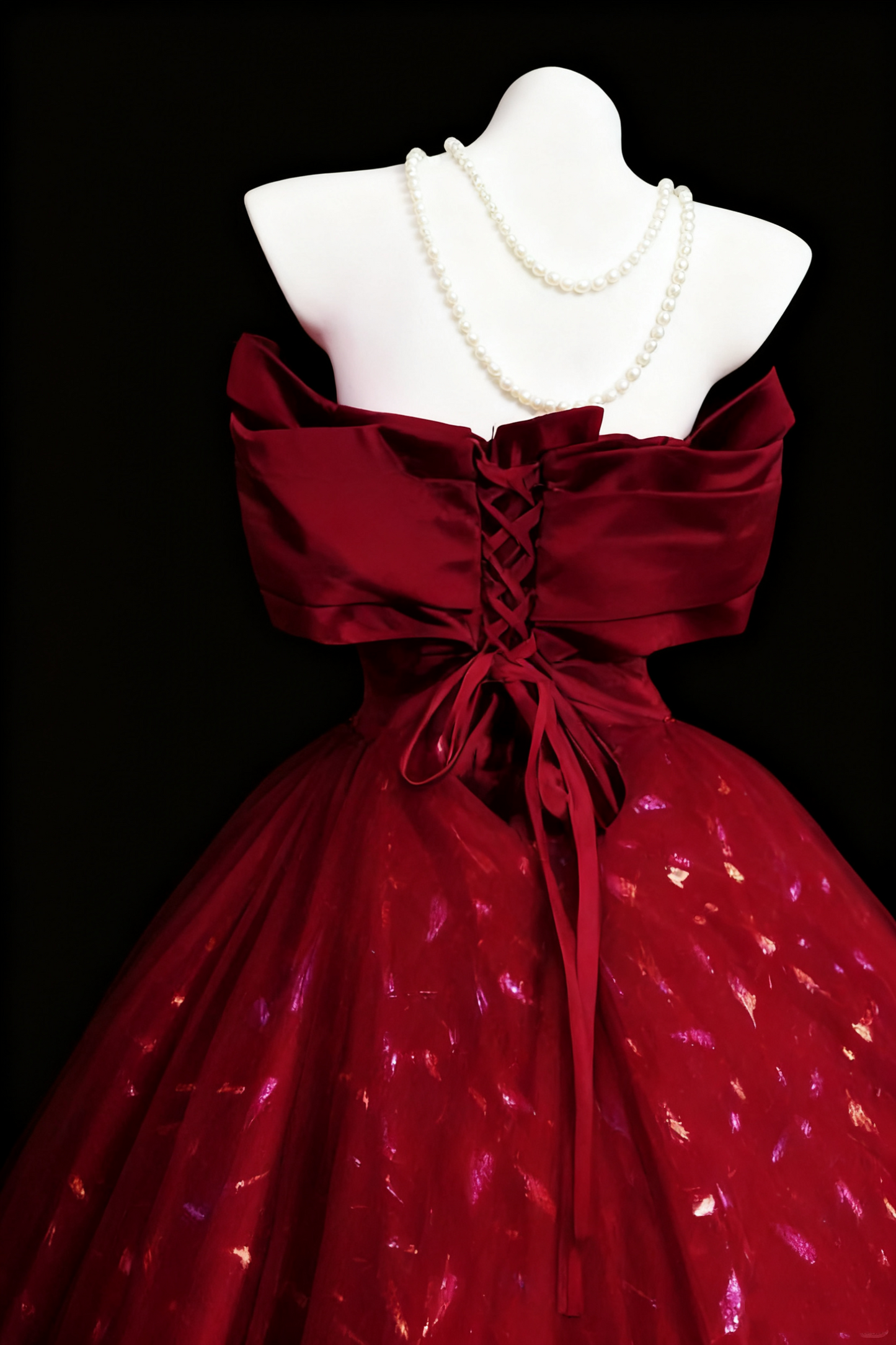 formaldressy-Red Shimmering Long Tulle Ball Gown gh6280
