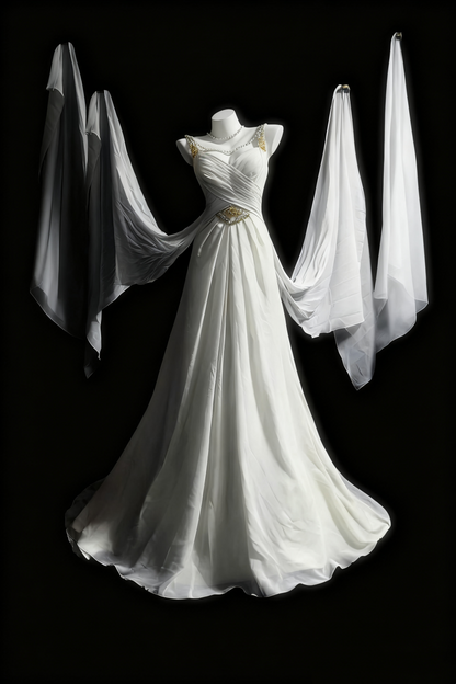 formaldressy-White Elegant Long Tulle Wedding Dress For Brides gh6284