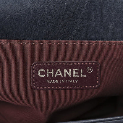 Crumpled Lambskin Medium Studded Boy Flap Navy