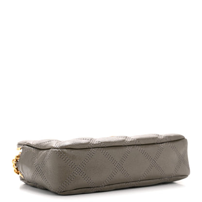 Grained Lambskin Quilted Mini Becky Double Zip Bag Taupe