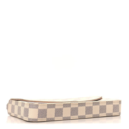 Damier Azur Pochette Felicie Chain Wallet Rose Ballerine