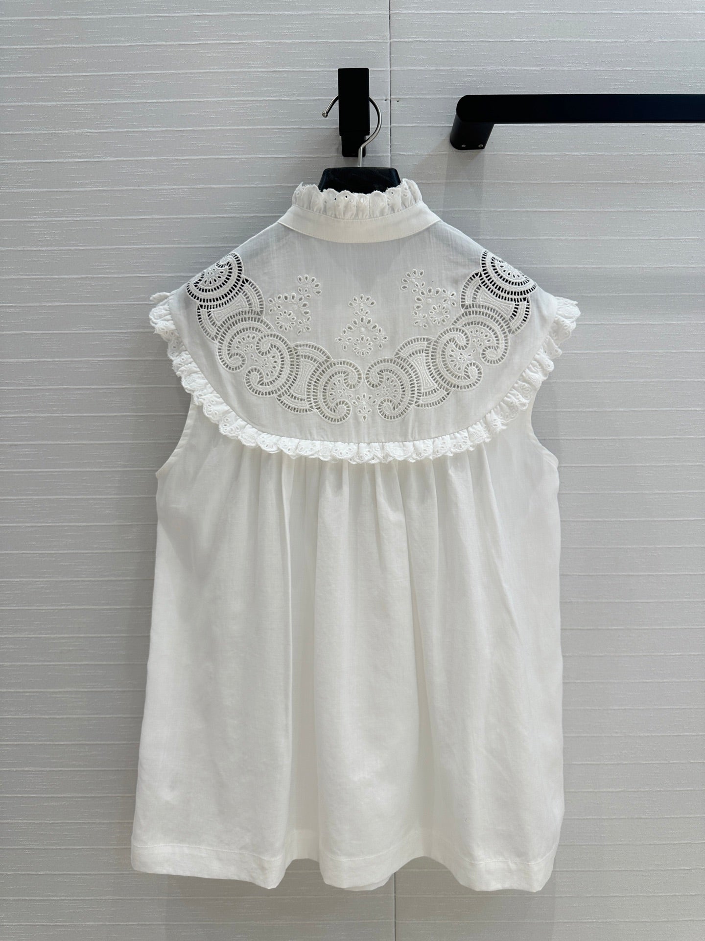 Celine 25 Lace Sleeveless Shirt White Cotton