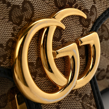 Monogram Matelasse Diagonal Small GG Marmont Shoulder Bag Beige Black