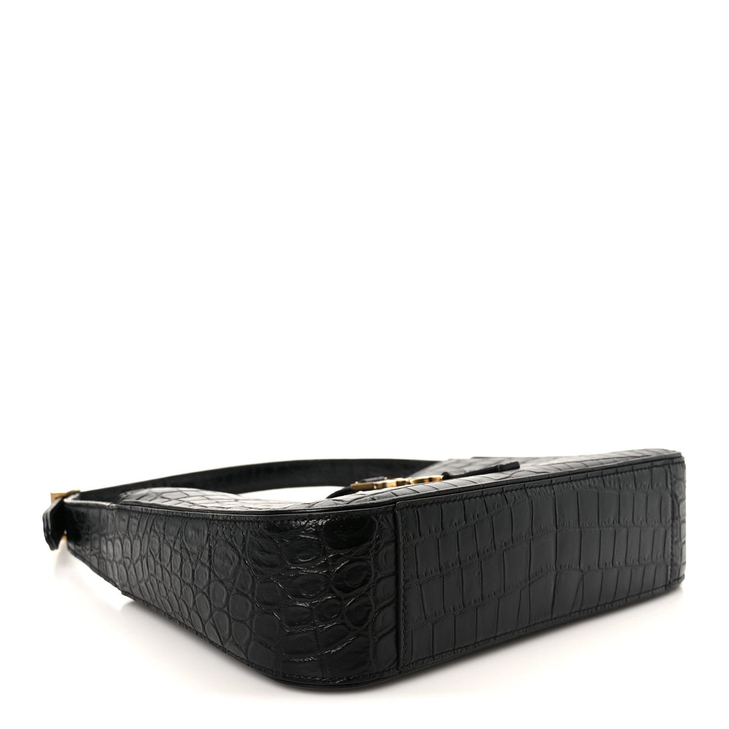 Calfskin Crocodile Embossed Le 5 A 7 Hobo Black