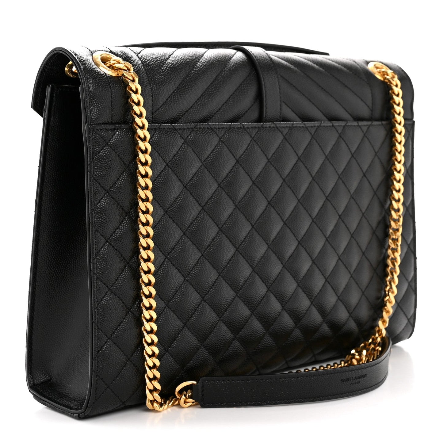 Grain De Poudre Textured Mixed Matelasse Large Triquilt Monogram Satchel Black