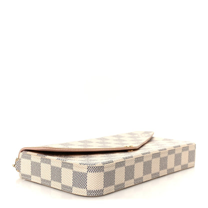 Damier Azur Pochette Felicie Chain Wallet Rose Ballerine