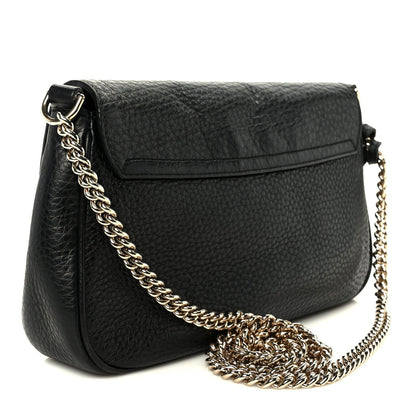 Pebbled Calfskin Medium Soho Flap Crossbody Black