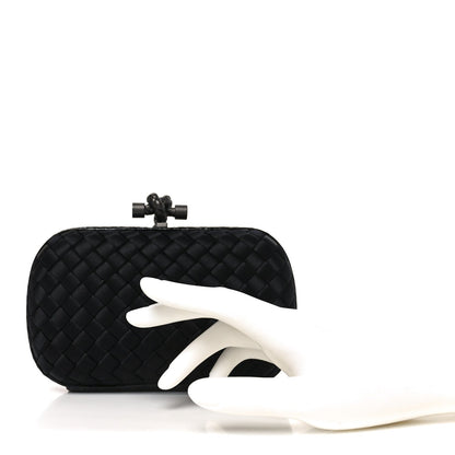 Satin Intreccio Impero Ayers Knot Clutch Black
