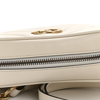Calfskin Matelasse Small GG Marmont Chain Shoulder Bag White