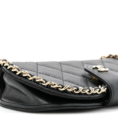 Caviar Quilted Chain Glasses Case Black