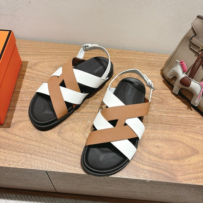 HM 25 Heracles Sandal White Light Brown Calfskin