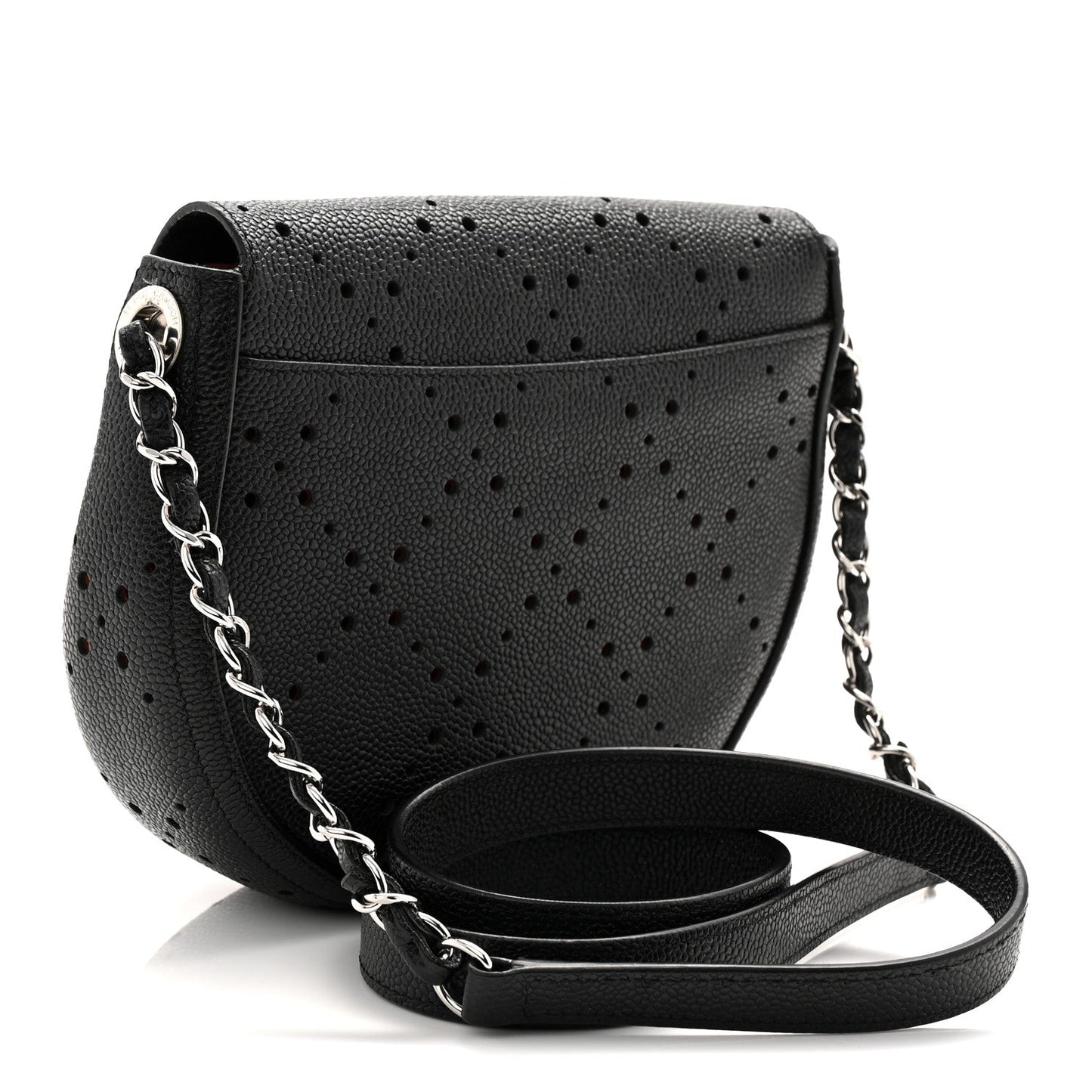 Caviar Perforated Messenger Bag Black