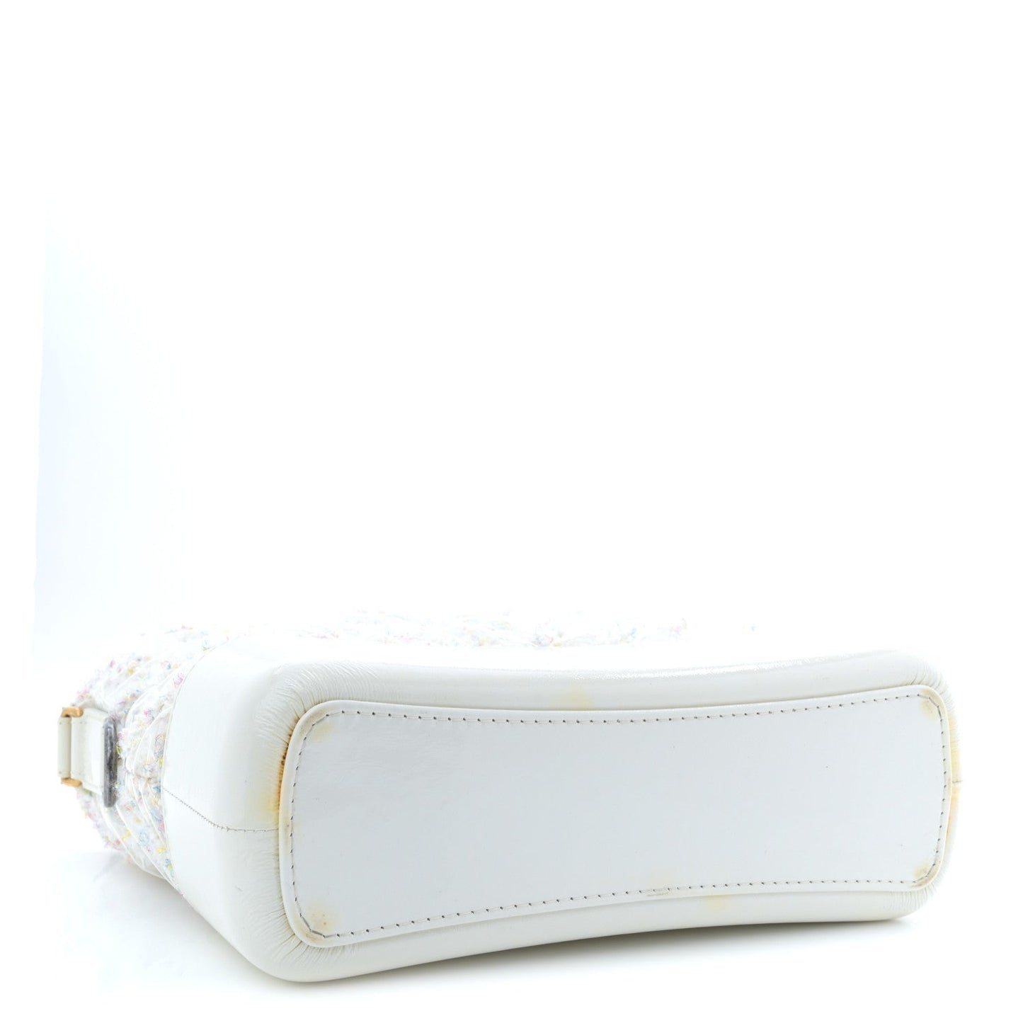 Tweed PVC Patent Chevron Quilted Medium Gabrielle Hobo White