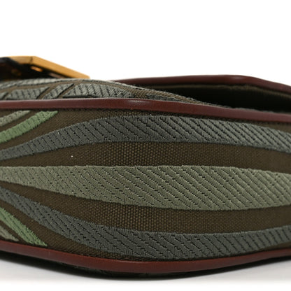 X SARA COLEMAN Canvas Vitello King FF Fish Eye Embroidered Baguette Amazzonia Ghianda