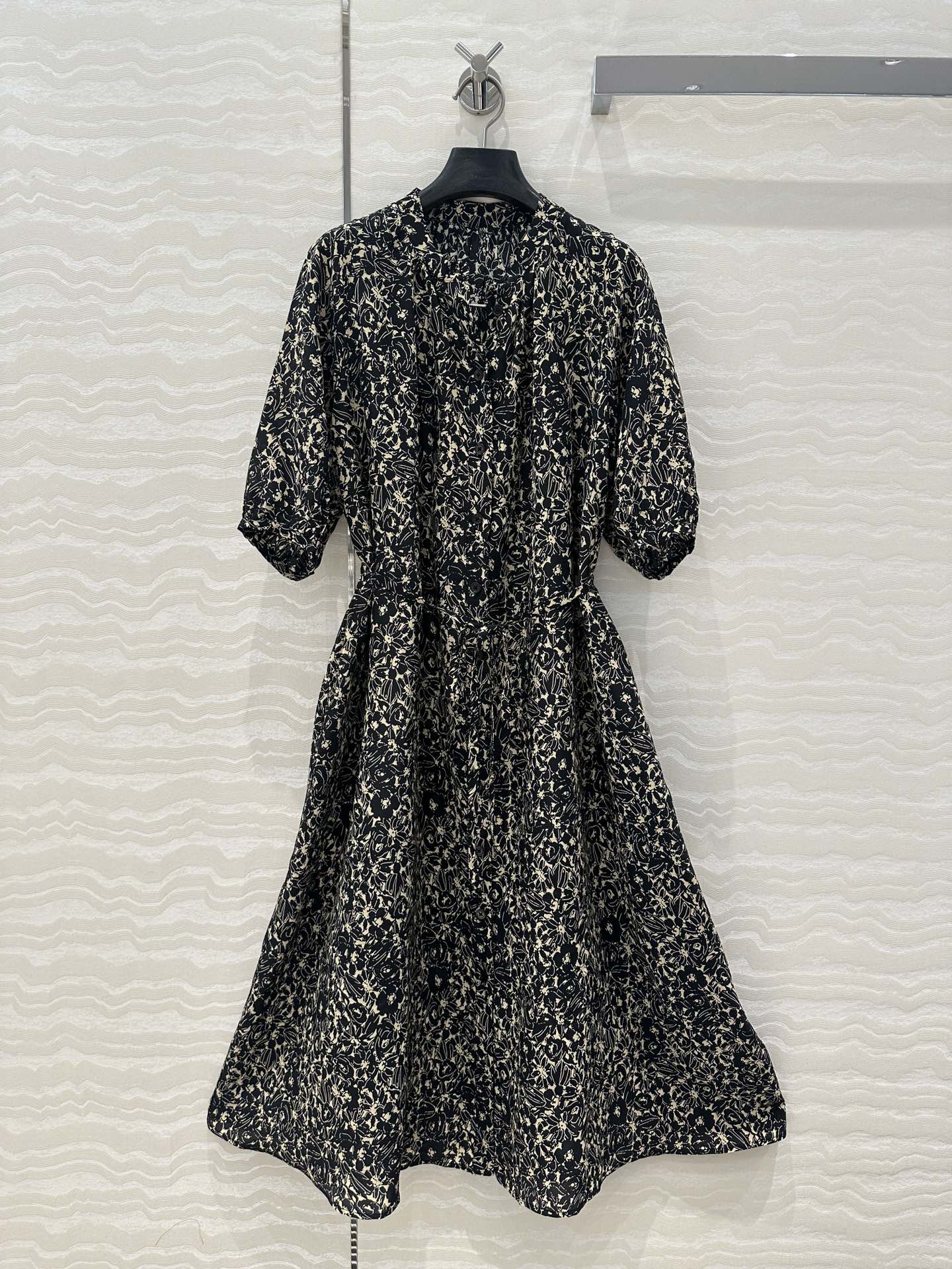 Celine Dress Black mix Beige Silk Viscose
