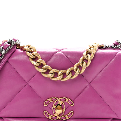 Lambskin Quilted Medium Chanel 19 Flap Purple