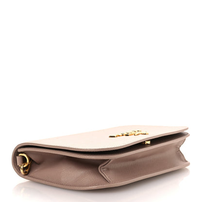 Saffiano Bandoliera Chain Crossbody Bag Cammeo