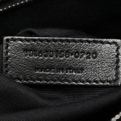 Crinkled Calfskin Matelasse Monogram Medium Niki Chain Satchel Black