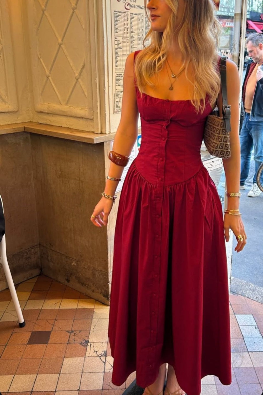 formaldressy-Burgundy chiffon long dress gh6144