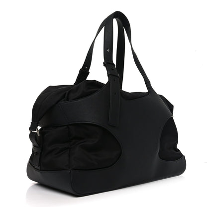 Nylon Calfskin Cut Out Duffle Bag Black
