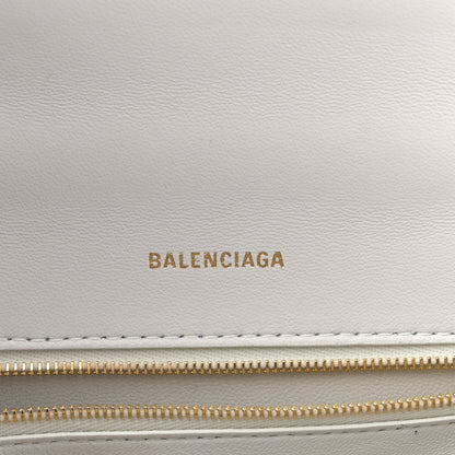 Calfskin Crocodile Embossed Small Hourglass Top Handle Bag White