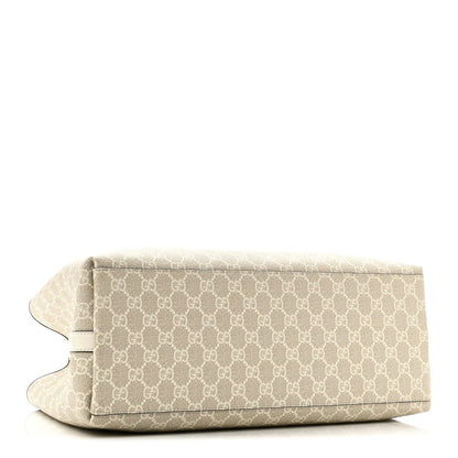 GG Supreme Monogram Emblem Large Tote Bag  Mystic White Oatmeal