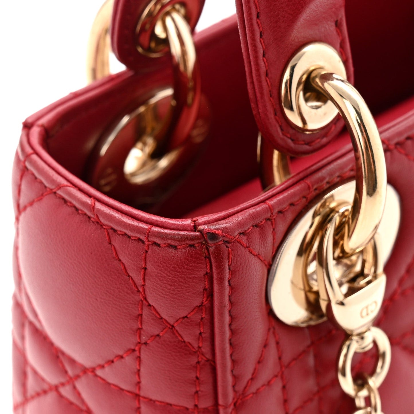 Lambskin Cannage Mini Lady Dior Red