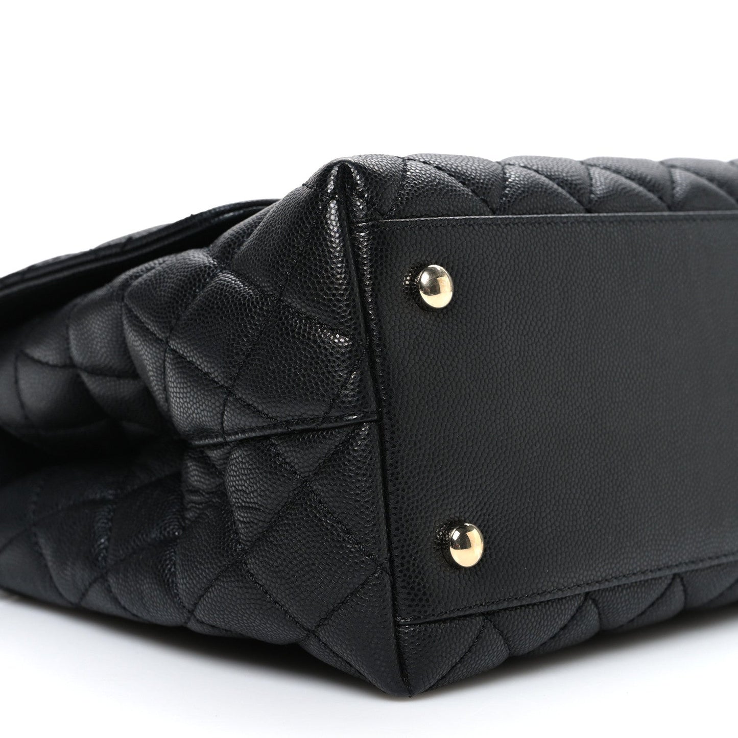 Caviar Quilted Small Coco Handle Flap Black