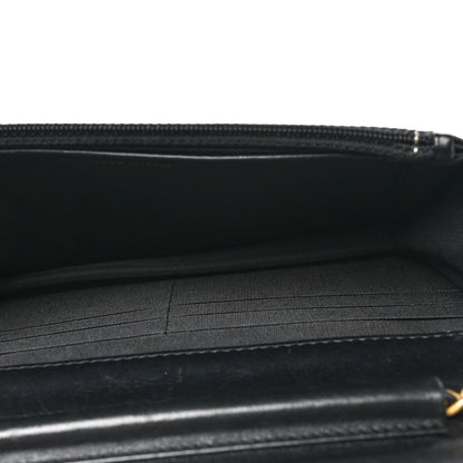 Lambskin Chevron Boy Wallet On Chain WOC Black