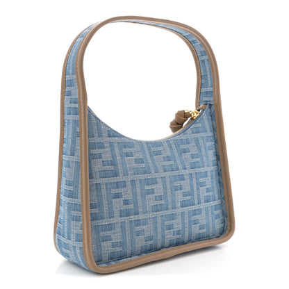 Denim Jacquard Vitello Grace FF 1974 Mini Fendessence Shoulder Bag Denim Sand